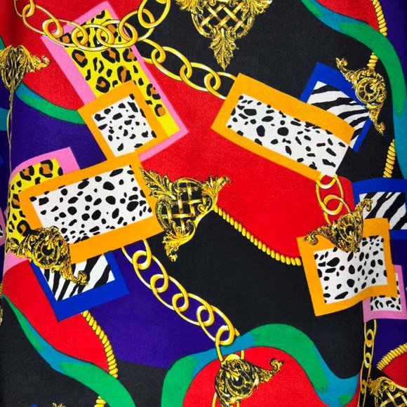 TR Bentley Woman Chain Animal Print Multi-colored Short Sleeve Top - 1X. - Picture 3 of 4